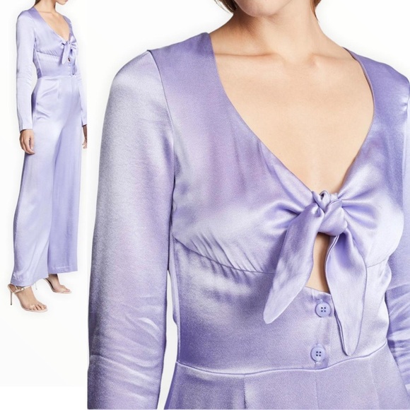 STAUD Mel Jumpsuit in Lilac/Lavander Satin, size XS - Picture 2 of 4